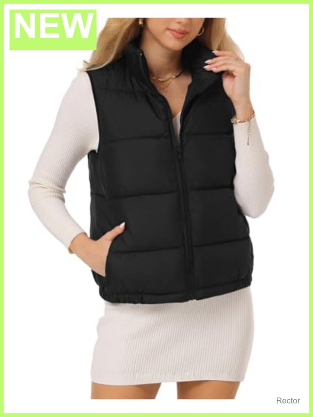 Womens Lightweight Puffer Vest Water Repellent 4 Pocket Sleeveless